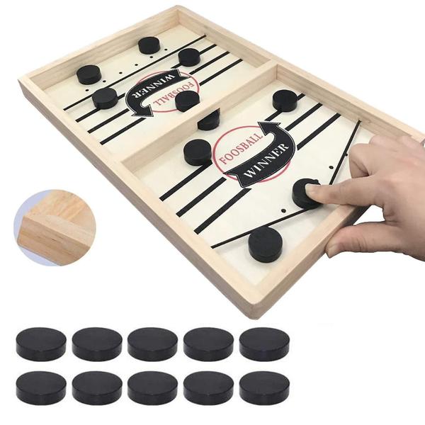 Jogo de mesa Sling Puck Game Wokex, madeira multicolorida, 36x22x2,5 cm Imagem de Jogo de mesa Sling Puck Game Wokex, madeira multicolorida, 36x22x2,5 cm