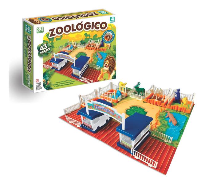 Imagem de Jogo de Montar Infantil Meu Zoológico com Animais 43 peças Brinquedo Educativo Pedagógico