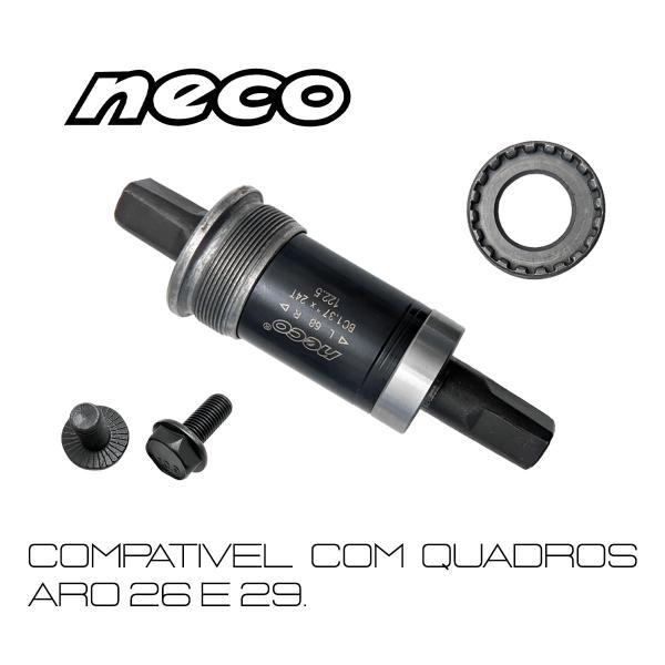 Imagem de Jogo de Movimento Central 122,5mm de Rolamento Bike Eixo Ponta Quadrada Neco Para Bicicleta Mtb Speed Road Aro 26 e 29