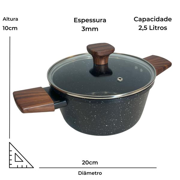 Imagem de Jogo de Panela Antiaderente para Fogão de Indução 4 Peças Carvalho