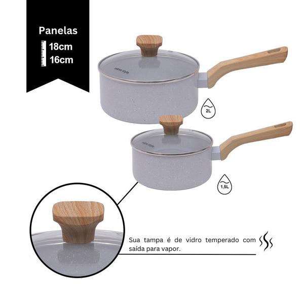 Imagem de Jogo De Panela Ceramica Indução Pratic Cook Cinza Mimo Style