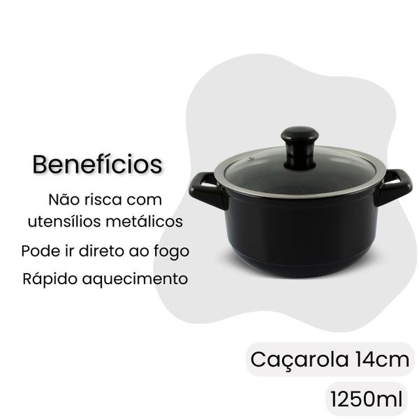 Imagem de Jogo De Panela Duo Smart Com 5 Peças 100% De Cerâmica Preto Ceraflame