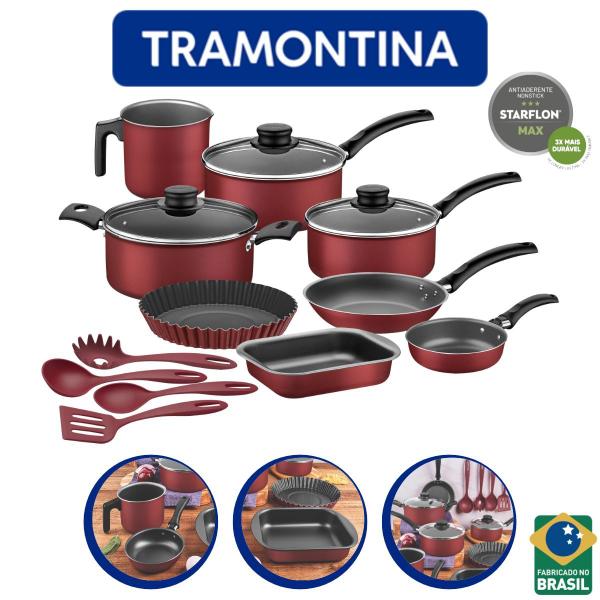 Jogo De Panela Turim UtensĂlios e Frigideira 12pçs Vermelho - Tramontina P. Jogo De Panela Turim UtensĂlios e Frigideira 12pçs Vermelho - Tramontina P.