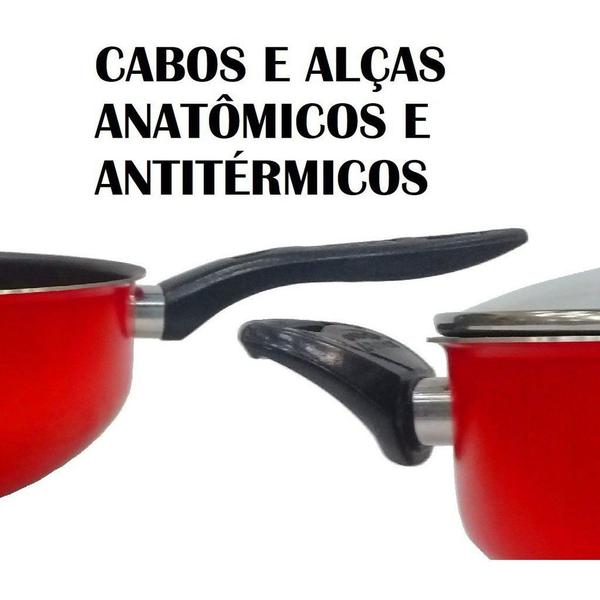 Imagem de Jogo de panelas 06 Peças Vermelho Antiaderente