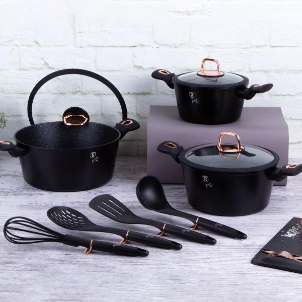 Imagem de Jogo de Panelas 10 peças Black Rose Gold Berlinger Haus Cozinha Qualidade Design Moderno