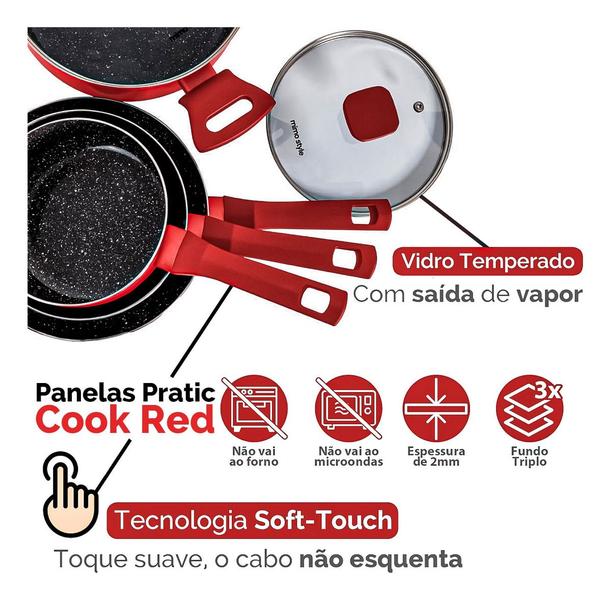 Imagem de Jogo de Panelas 10 Peças de Indução com Revestimento Cerâmico Cook Red Mimo Style