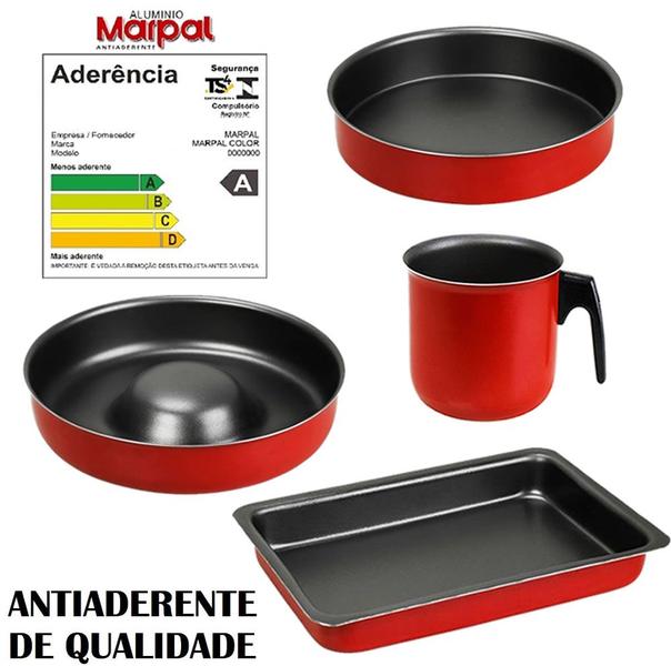 Jogo de Panelas 13 Pçs Vermelho Antiaderente Tampa de Vidro - Marpal Imagem de Jogo de Panelas 13 Pçs Vermelho Antiaderente Tampa de Vidro