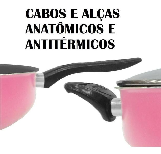 Jogo De Panelas 13 Peças Rosa Antiaderente Tampa De Vidro - Aluminio Marpal Imagem de Jogo De Panelas 13 Peças Rosa Antiaderente Tampa De Vidro