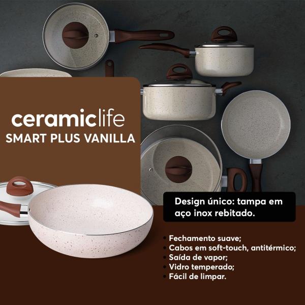 Imagem de Jogo De Panelas  7 Peças Brinox Ceramic Life Vanilla