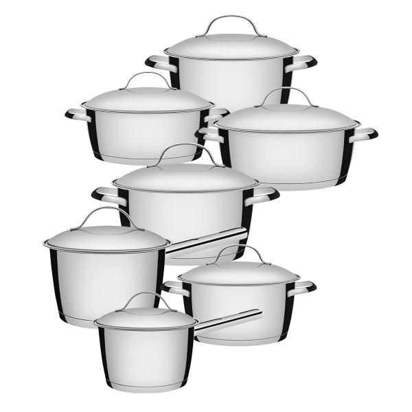 Jogo De Panelas 8 Peças Inox Fundo Triplo Allegra Tramontina Imagem de Jogo De Panelas 8 Peças Inox Fundo Triplo Allegra Tramontina