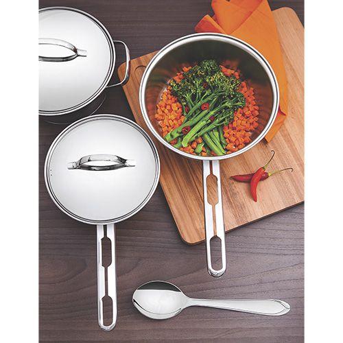Jogo De Panelas 8 Peças Inox Fundo Triplo Allegra Tramontina Imagem de Jogo De Panelas 8 Peças Inox Fundo Triplo Allegra Tramontina