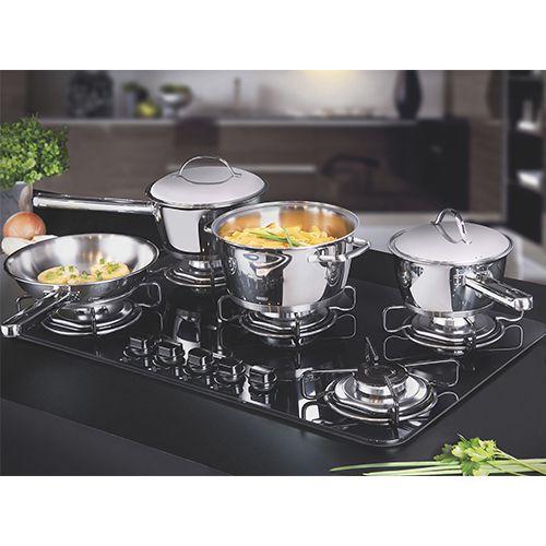 Jogo De Panelas 8 Peças Inox Fundo Triplo Allegra Tramontina Imagem de Jogo De Panelas 8 Peças Inox Fundo Triplo Allegra Tramontina