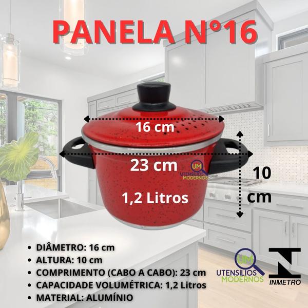 Imagem de Jogo de Panelas Aluminio Vermelho 5 pçs + Mini Processador 170 ml + Fervedor nº12 1 L + Panela de Pressão 4,5 L + Kit Espatulas