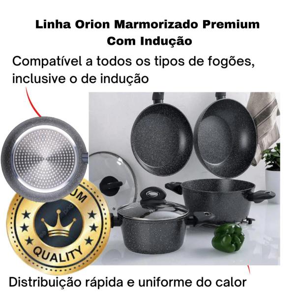 Imagem de Jogo de Panelas Antiaderente 2 Peças Caçarola Cooktop Fogão Indução Aluminio Forjado Orion Bergner