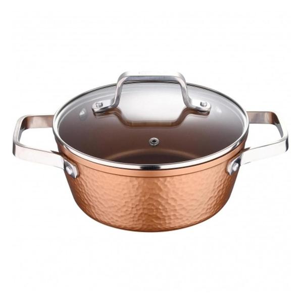 Imagem de Jogo de Panelas Antiaderente 5 Peças Cooktop Fogão Indução Martelada Cobre Bergner