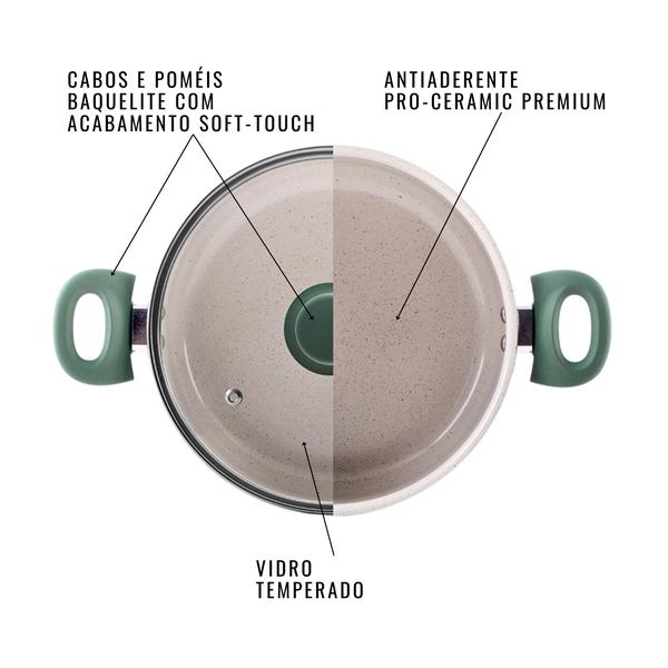 Jogo de Panelas Antiaderente Ceramic Life Easy 7 Peças Verde Jade