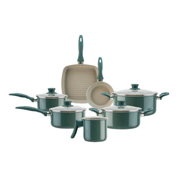 Jogo de Panelas Antiaderente Ceramic Life Easy 7 Peças Verde Jade - Brinox