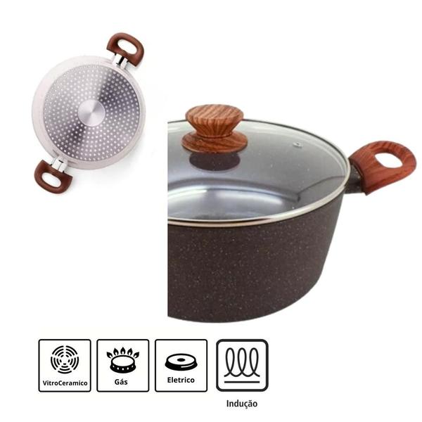 Imagem de Jogo de Panelas Antiaderente Ceramica Cooktop Fogão Indução Kit 10 Peças Conjunto Marmol