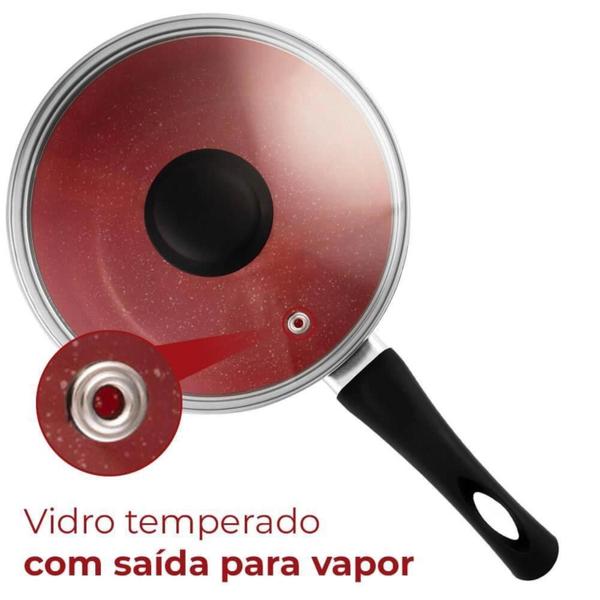 Imagem de Jogo de Panelas Antiaderente Cerâmica Cooktop Fogão Indução Kit 3 Peças Conjunto