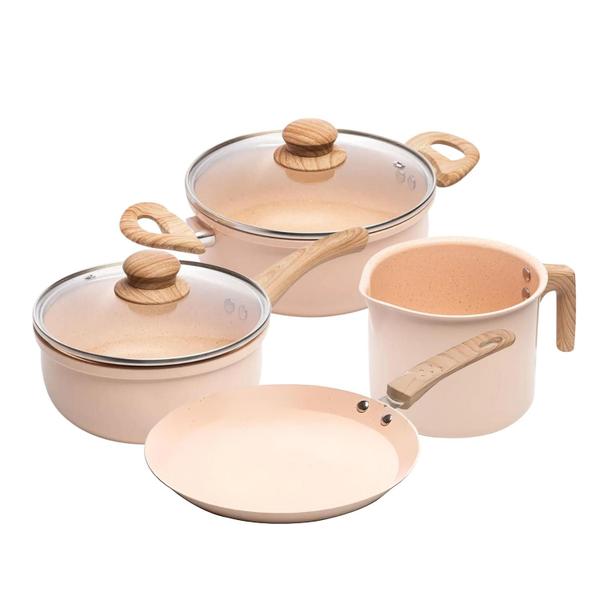 Imagem de Jogo de Panelas Antiaderente Cerâmica Cooktop Fogão Indução Kit 4 Peças Conjunto