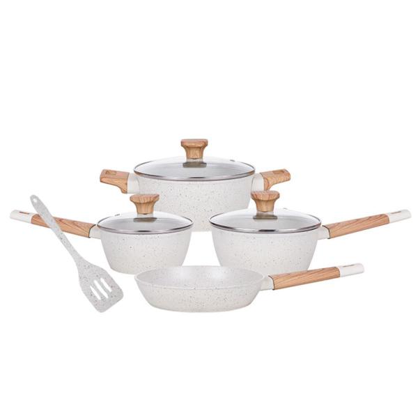 Imagem de Jogo de Panelas Antiaderente Cerâmica Cooktop Fogão Indução Kit 5 Peças Conjunto