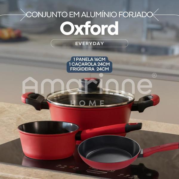 Imagem de Jogo De Panelas Antiaderente Cerâmica Indução 3 Peças Conjunto Oxford