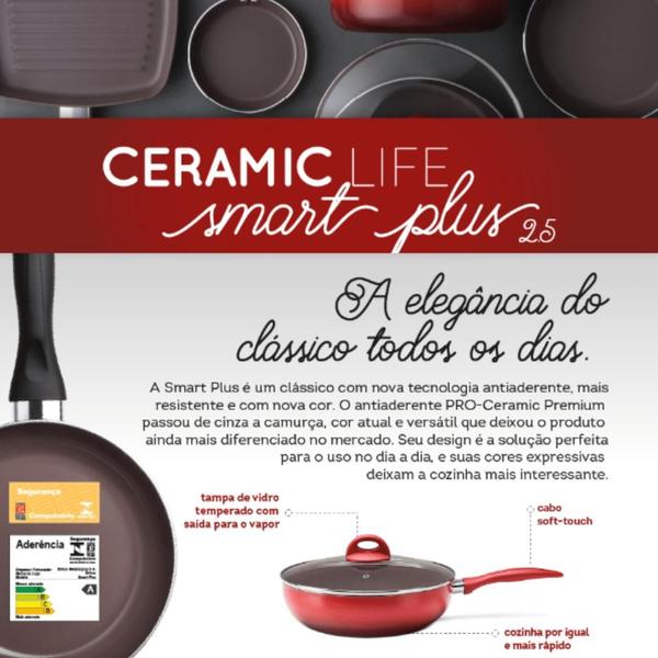 Imagem de Jogo de Panelas Antiaderente Cerâmica Kit 8 Peças Brinox Conjunto Smart Plus Ceramic Life