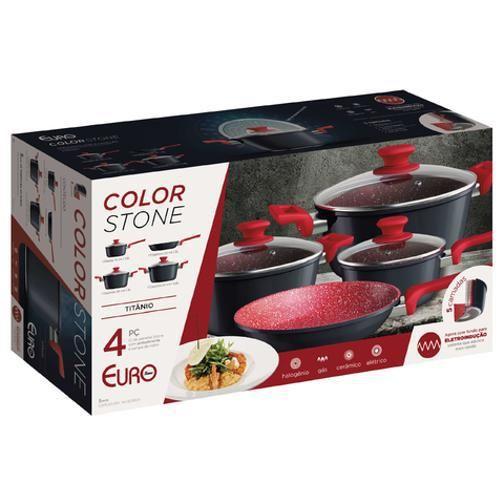 Jogo De Panelas Antiaderente Colorstone 4 Peças Titânio - Eurohome Imagem de Jogo De Panelas Antiaderente Colorstone 4 Peças Titânio