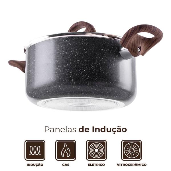 Imagem de Jogo de Panelas Antiaderente de Indução Ceramic Life Smart Plus Granito 7 Peças - Brinox