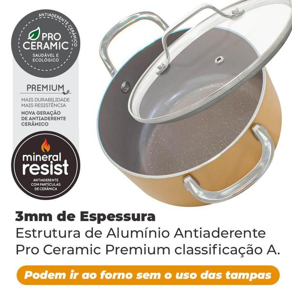 Imagem de Jogo de Panelas Antiaderente Indução Ceramic Life Coast Champanhe 4 peças - Brinox