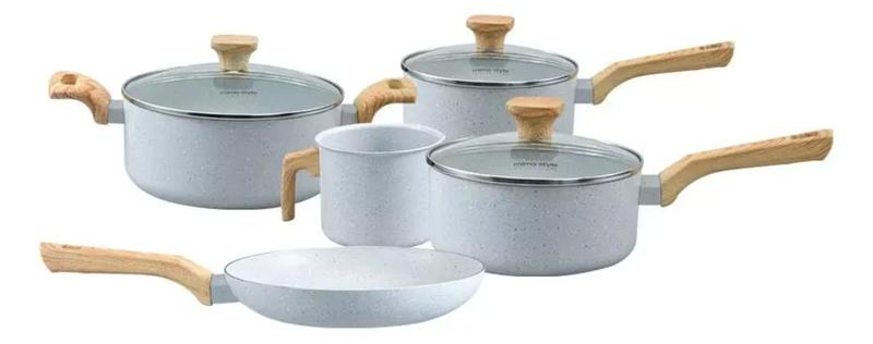 Jogo de Panelas Antiaderente Indução Revestimento Cerâmico Pratic Cook 5 Peças Mimo Grafit... Jogo de Panelas Antiaderente Indução Revestimento Cerâmico Pratic Cook 5 Peças Mimo Grafit...