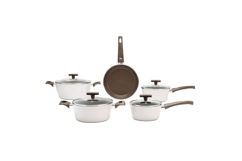 Jogo de Panelas Brinox Antiaderente Ceramic Life 5 Peças Organika com Indução Nata Jogo de Panelas Brinox Antiaderente Ceramic Life 5 Peças Organika com Indução Nata