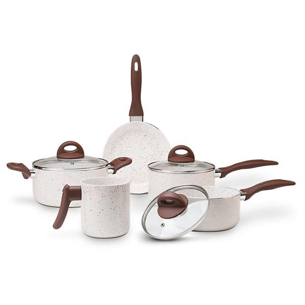 Jogo de Panelas Brinox Antiaderente Ceramic Life 5 Peças Smart PLus Vanilla Jogo de Panelas Brinox Antiaderente Ceramic Life 5 Peças Smart PLus Vanilla