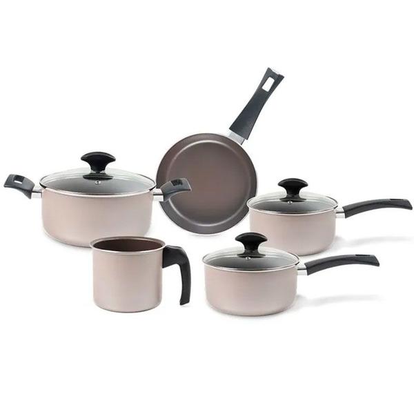 Jogo de Panelas Brinox Antiaderente Ceramic Life Essence Champanhe - 5 Peças Imagem de Jogo de Panelas Brinox Antiaderente Ceramic Life Essence Champanhe - 5 Peças