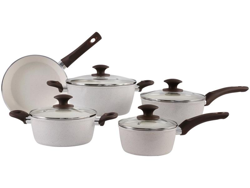 Jogo de Panelas Brinox Cerâmico de Alumínio Vanilla 5 Peças Optima Essentials Ceramic Life