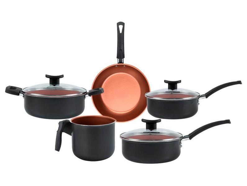 Jogo de Panelas Brinox de Alumínio Cinza 5 Peças Topázio