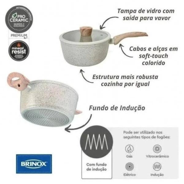 Imagem de Jogo de Panelas Brinox Indução Ceramic Life Sirius Kit 4 Un