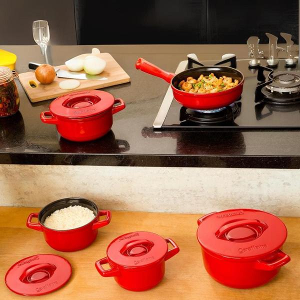 Jogo De Panelas Cerâmica 4 Pçs Pomodoro Duo + Ceraflame Imagem de Jogo De Panelas Cerâmica 4 Pçs Pomodoro Duo + Ceraflame