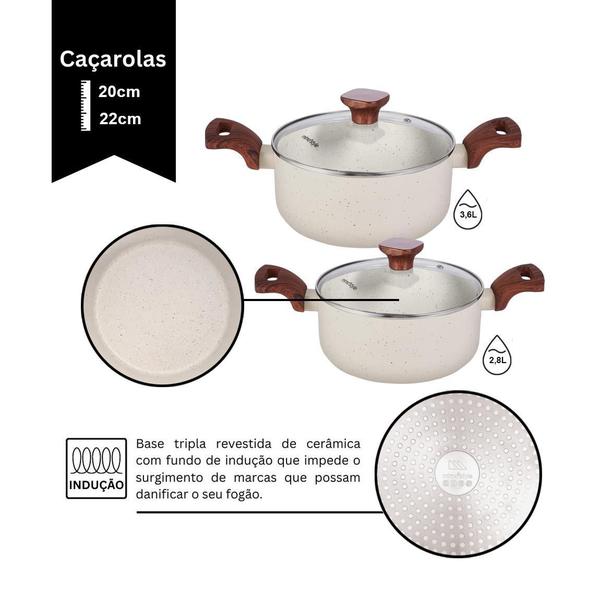 Imagem de Jogo De Panelas Ceramica Indução Pratic Cook Mármol 10 Peças