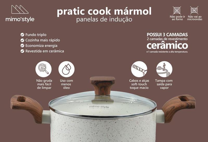 Imagem de Jogo De Panelas Ceramica Indução Pratic Cook Mármol 10 Peças