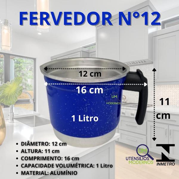 Imagem de Jogo De Panelas de Alumínio Azul 18 a 22 cm   Fervedor N12 de 1 Litro   Kit com 3 Espátulas