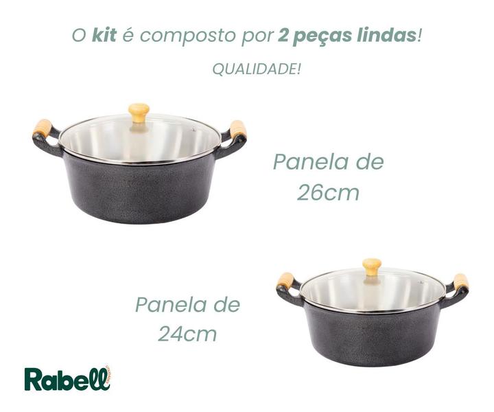 Imagem de Jogo de panelas de aluminio fundido grosso 24 e 26 cm preto