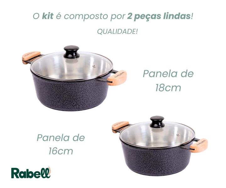 Imagem de Jogo de panelas de aluminio fundido grosso preto 16 e 18cm 