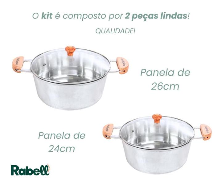 Imagem de Jogo de panelas de aluminio fundido tampa vidro 24 e 26 cm