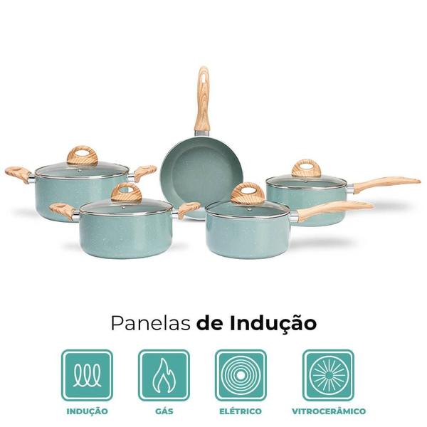 Imagem de Jogo de Panelas de Indução Com Panela de Pressão CeramicLife Botanika 9 Peças - Brinox