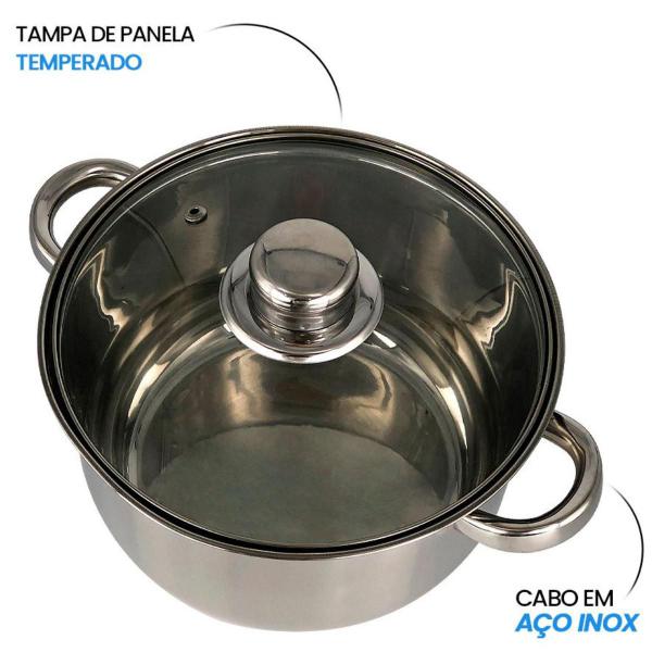 Imagem de Jogo de Panelas de Inox com Tampa com Saída de Vapor Conjunto com 5 Panela