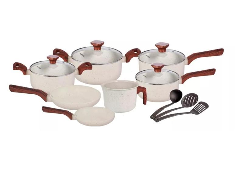 Jogo De Panelas Indução Conjunto 10 Peças Fundo Triplo Pratic Cook Marmol Vanilla Mimo Sty... Jogo De Panelas Indução Conjunto 10 Peças Fundo Triplo Pratic Cook Marmol Vanilla Mimo Sty...