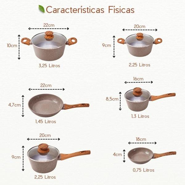 Imagem de Jogo de Panelas Premium 12 Peças Revestimento Cerâmico Antiaderente Indução 