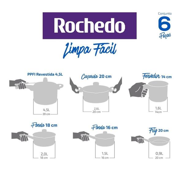 Imagem de Jogo de Panelas Rochedo com 6 peças com Panela de Pressão