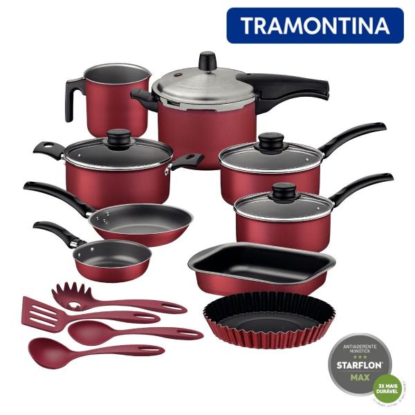 Jogo De Panelas Tramontina 13 Peças Com Panela De Pressão e Utensílios Jogo De Panelas Tramontina 13 Peças Com Panela De Pressão e Utensílios